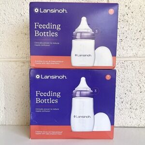 6 Pk Lansinoh Baby Bottles Naturalwave 3 x 5 oz Slow Flow 3 x 8 oz Medium Flow